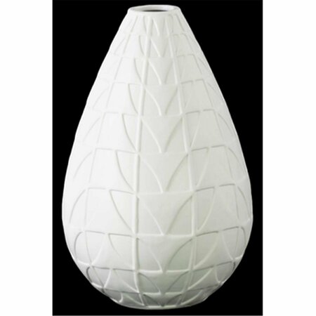 URBAN TRENDS COLLECTION Ceramic Bellied Round Vase with Narrow Lips, White 21459